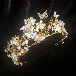 Butterfly Theme Gold Tone Quinceañera Tiara